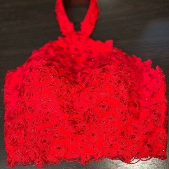 Angela & Alison Red Embellished Halter too Sz 4 EUC - Picture 4 of 5